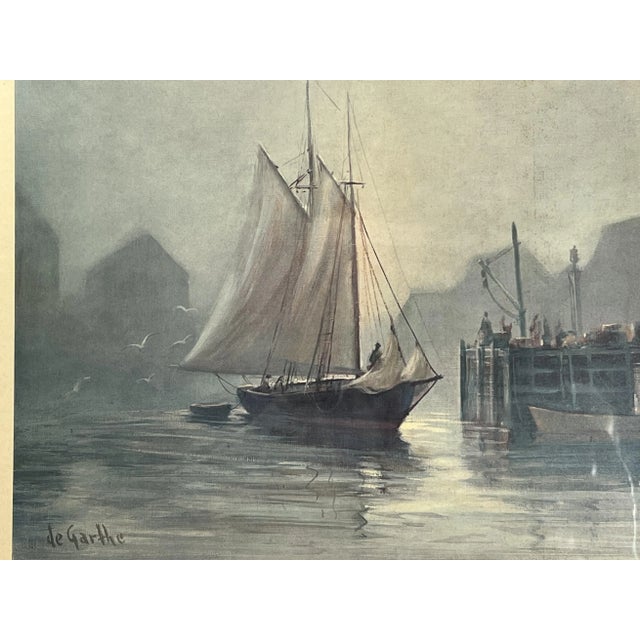 Nice Vintage lithograph “Safe Returns” at Peggy’s Cove by renowned Finish artist William Edward De Garthe. This nautical...
