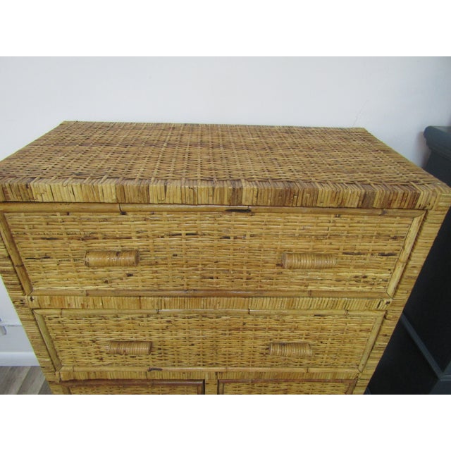 Woven Rattan Cane High Boy Chest Of Drawers Chairish