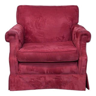 Ethan Allen Classic Red Velvet Lounge Chair For Sale