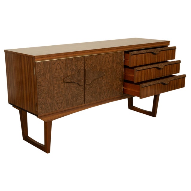 Brown Mid Century Modern Danish Style Compact Zebra Wood Teak Credenza Sideboard 1960 For Sale - Image 8 of 13
