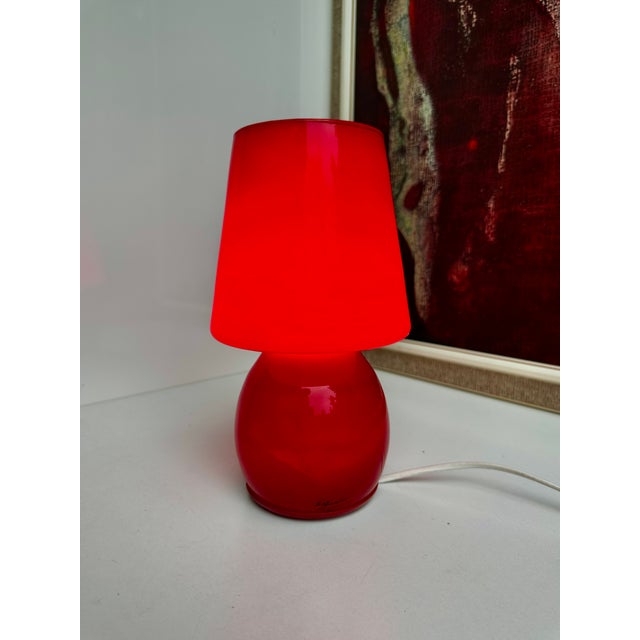 Glass Mushroom Table Lamp in Red Murano Glass from La Luce Vetro Arte Muranese, Italy, 1970s For Sale - Image 7 of 15