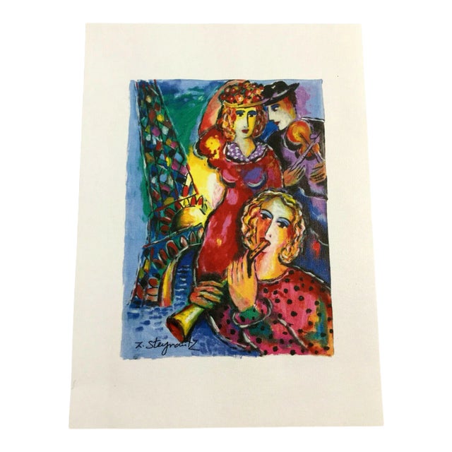 Modern Unframed Canvas "Eiffel Melodies" Signed Zamy Steynovitz Seriolithograph For Sale