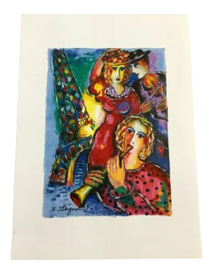 Modern Unframed Canvas "Eiffel Melodies" Signed Zamy Steynovitz Seriolithograph