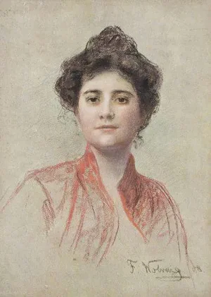 Franz Wobring, Portrait of a Lady, Mixed Media on Paper