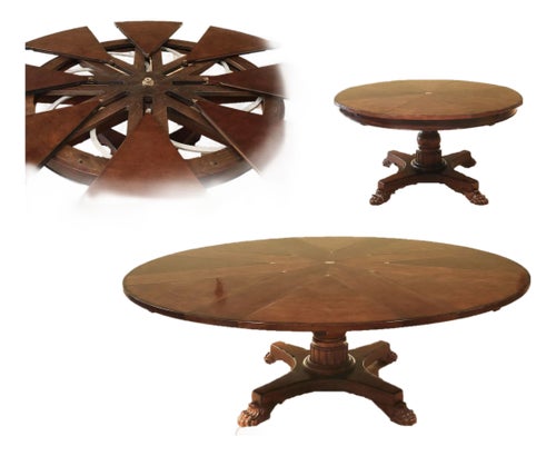 Solid Wood Round Dining Table by Oscar De La Renta, Solid Mahogany