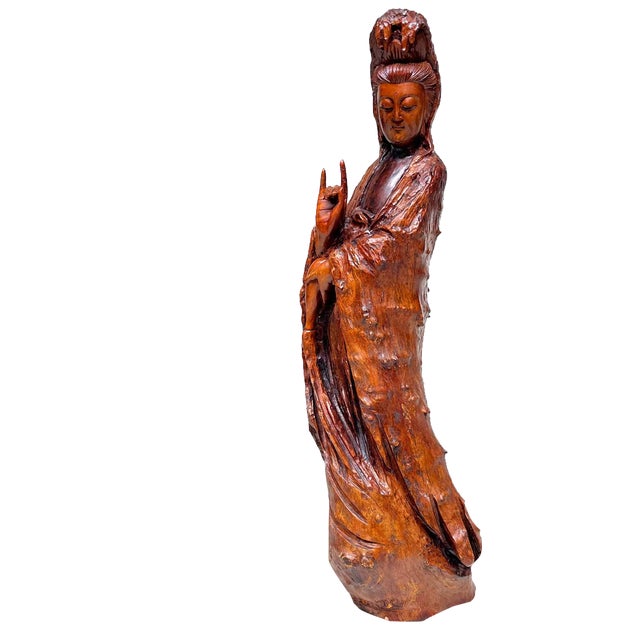Large Wooden Goddess of Mercy Lord of Compassion Kannon Statue, Japan, 1800s For Sale