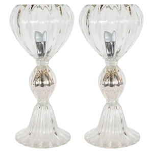 Modernist Handblown Murano Translucent and Mercury Glass Uplights - a Pair