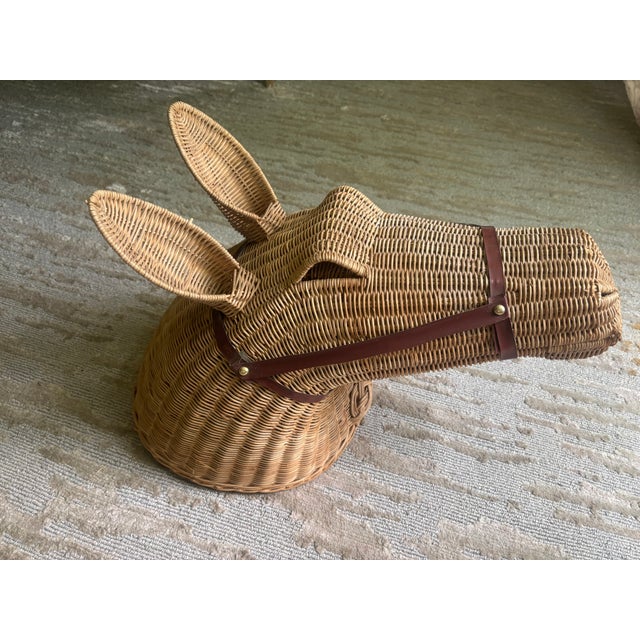 Equestrian Chic Wicker Horse Head For Sale - Image 4 of 8