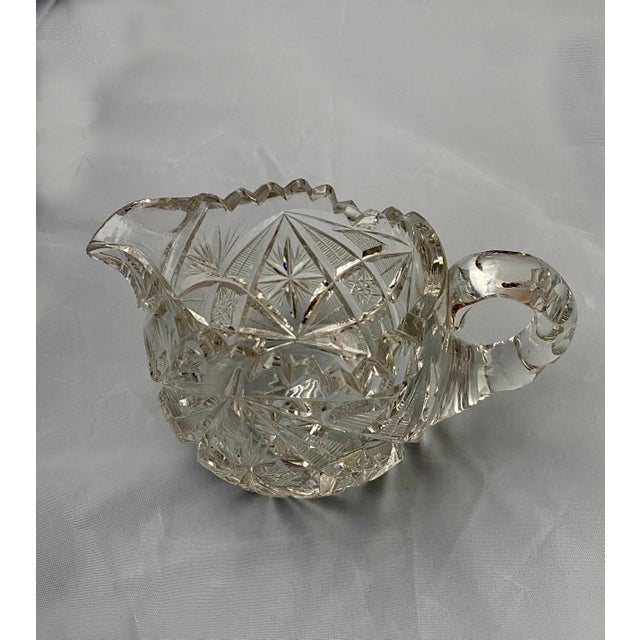 Antique American Brilliant Period Cut Glass Creamer Cream Pitcher