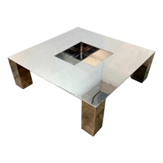 Italian Mid-Century Modern Polished Steel Coffee Table, 1970s For Sale