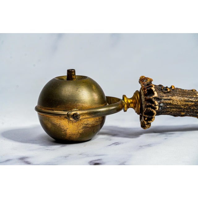 Rustic Amazing Antique Antler Brass Gimbel Cigar Lighter Tobacciana Rustic Home Decor Display Prop For Sale - Image 3 of 11