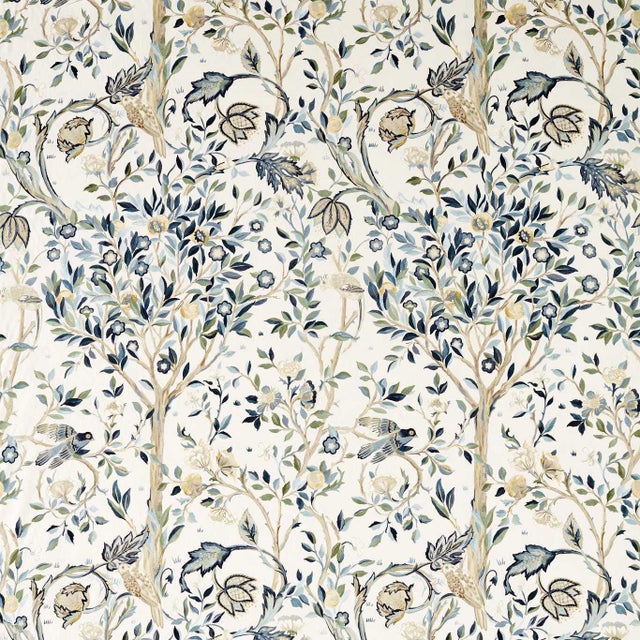 Morris & Co. Melsetter WW Fabric in Indigo/Sage For Sale