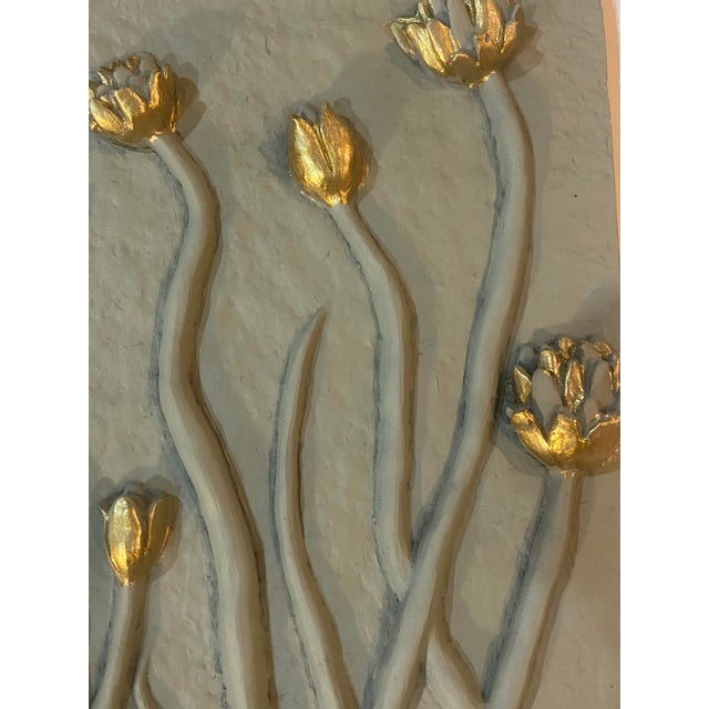 Sculpture Materials Vintage Wall Plaque With Foliate Relief For Sale - Image 7 of 8