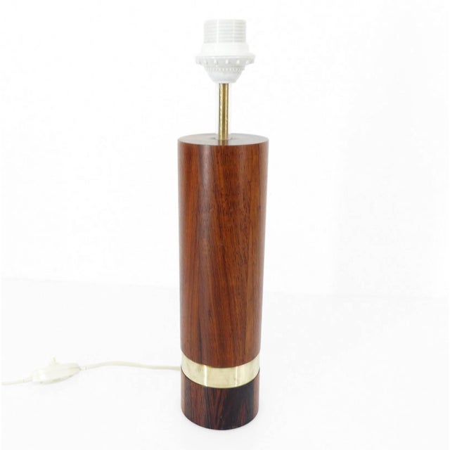 Scandinavian Lamp Base in Exotic Wood and Brass, 1970s For Sale - Image 3 of 9