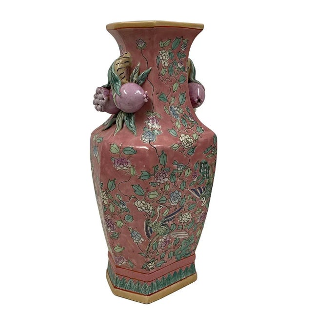 Ceramic 19th Century Antique Chinese Famille Rose Vase With Mark For Sale - Image 7 of 13