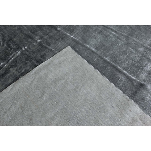 Gray Contemporary Solid Steel Gray Hand Knotted Silk Rug by Doris Leslie Blau For Sale - Image 8 of 8