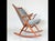 Teak Rocking Chair with Mohair Velvet Cover in Ice Blue by Frank Reenskaug for Bramin, Denmark, 1960s For Sale - Image 4 of 17