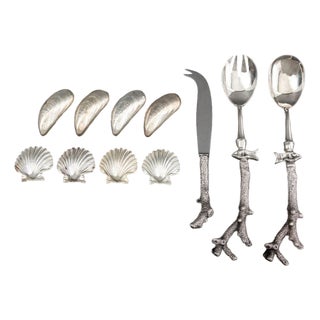 Siecle Paris Silver Plate Sea Motif Utensils, 11 For Sale