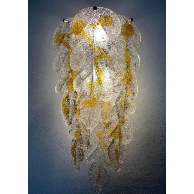 Mid-Century Modern Mid-Century Modern Italian Murano Leaf Glass Wall Sconces from Mazzega, 1970s, Set of 6 For Sale - Image 3 of 14