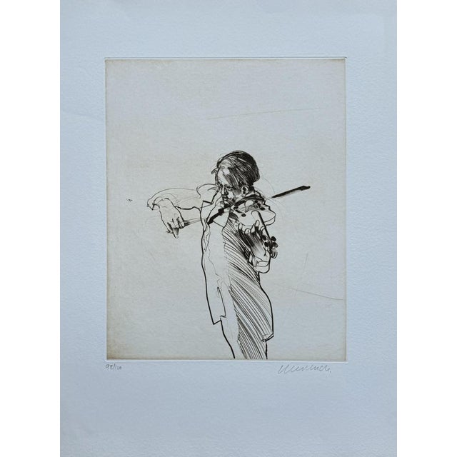 Claude Weisbuch, The Violinist, 1991, Original Engraving For Sale - Image 5 of 5