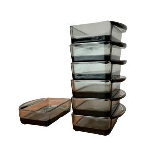 Small Mid-Century Danish Cabaret Glass Tray Bowls from Holmegaard, 1960s, Set of 7 For Sale