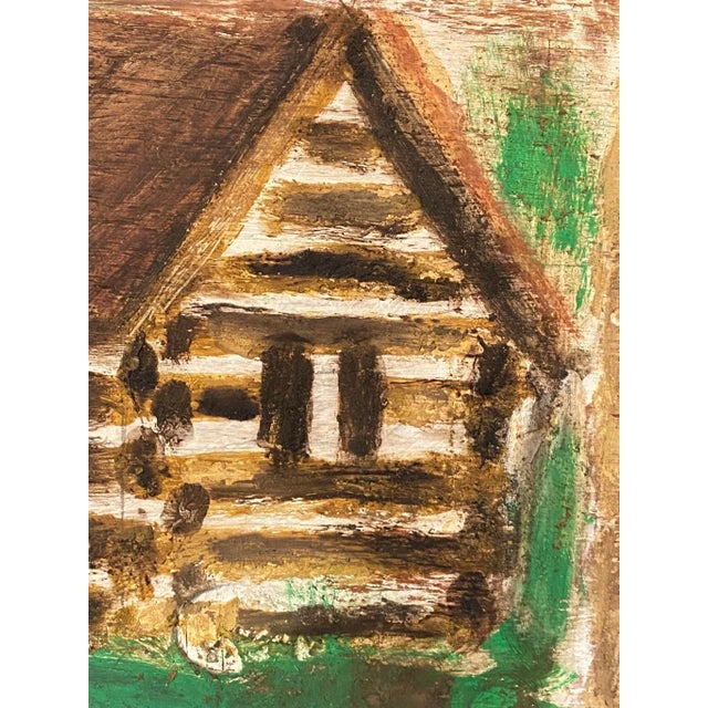 Wood Jimmy Lee Sudduth “Cabin” Folk Art Painting For Sale - Image 7 of 12