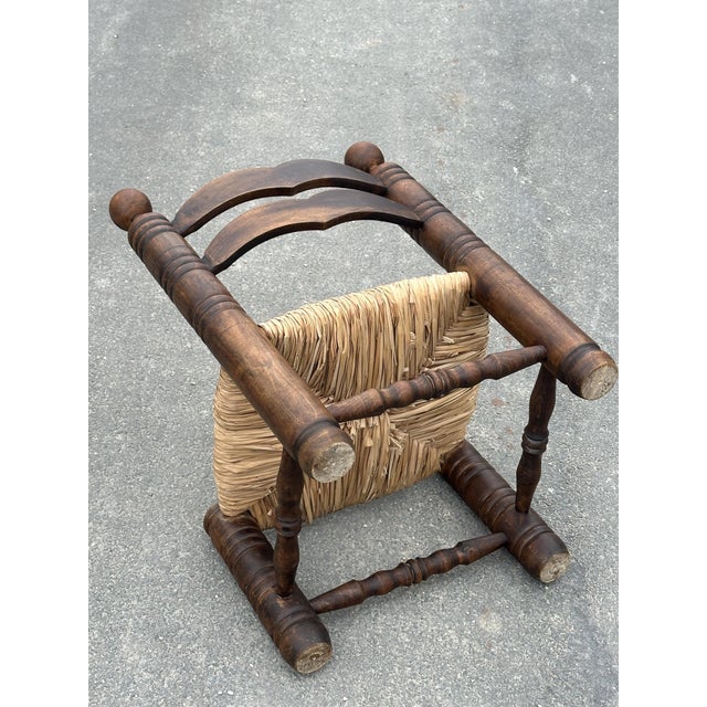 Vintage Oak and Straw Coffee Chair, 1960s For Sale - Image 10 of 18