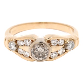 0.70ctw Diamond Bezel Ring, 14k Yellow Gold, Ring Size 5.5 For Sale