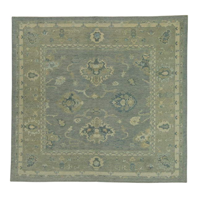 Turkish Oushak Square Rug 8'3" x 7'9" #18104 For Sale