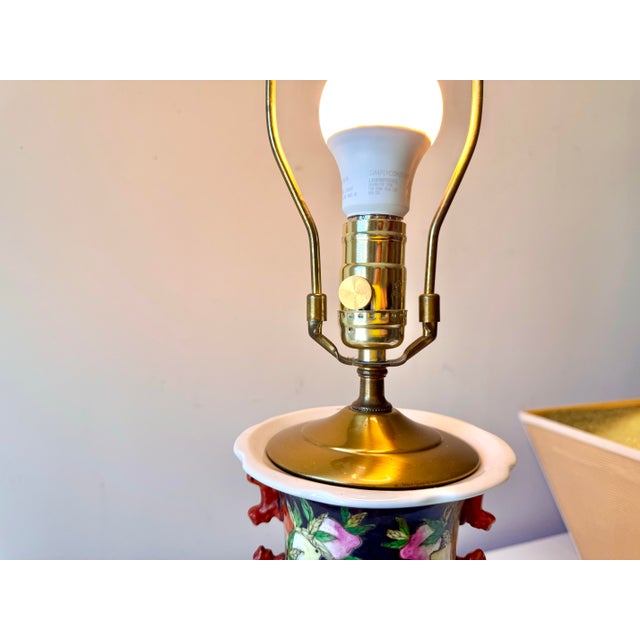 Ming Medallion Floral Crest Table Lamp For Sale - Image 10 of 12