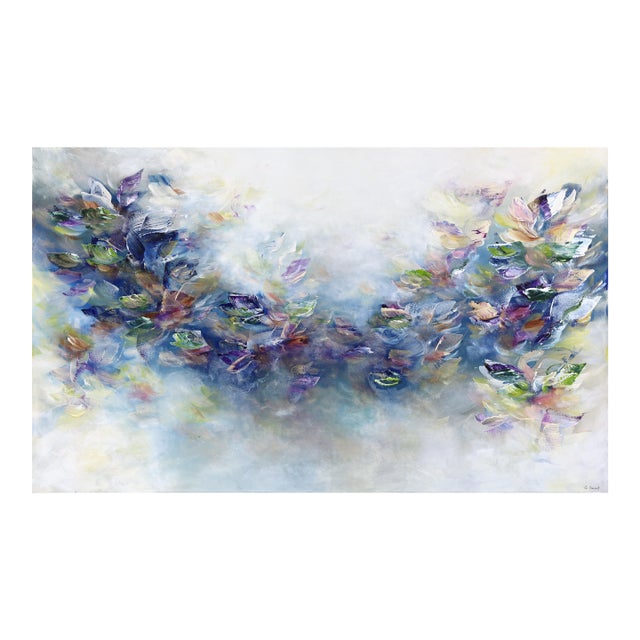 Universe Is With You - Large Blue and Gold Abstract Acrylic Painting on Canvas by Ve Boisvert For Sale