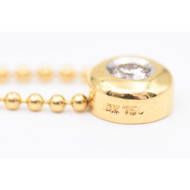 Bezel Set Diamond Pendant on 18k Yellow Gold Ball Chain Necklace For Sale In Miami - Image 6 of 6