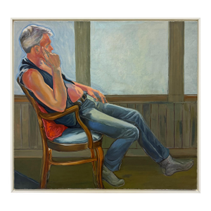 Vintage Painting of a Man on Canvas by Carol Dan