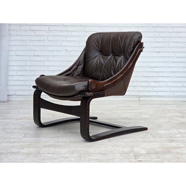 Swedish Armchair in Leather by Åke Fribytter, 1970s For Sale - Image 13 of 18