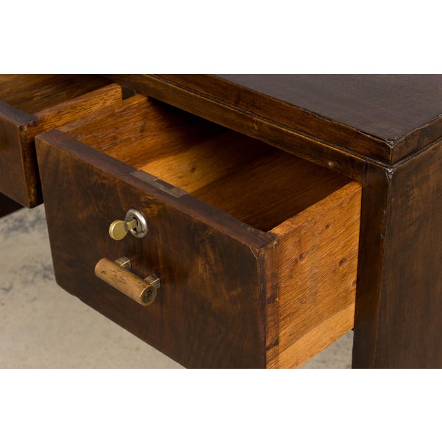 1930s French Art Deco Walnut Writing Desk For Sale - Image 10 of 18