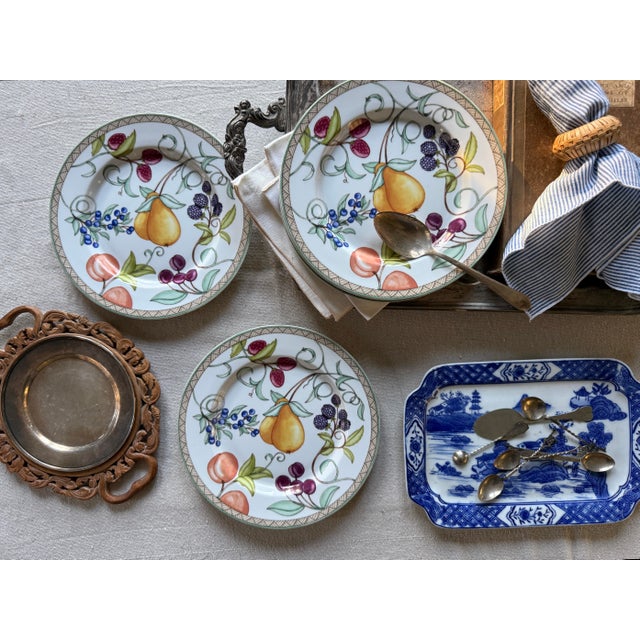 Vintage Stoneware Dansk Umbrian Fruit Dinner Plates Set of Five 8 7/8 Inch Portugal For Sale - Image 11 of 12