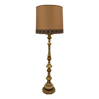 Large Italian Florentine Floor Lamp in Gilded Wood, 1960s For Sale