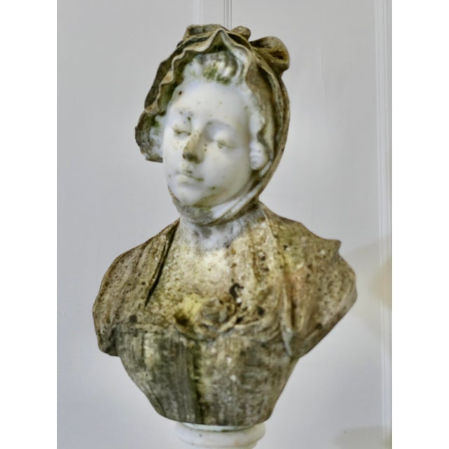 Gray After Jean-Baptiste Greuze, Bust of a Young Girl in a Knotted Headdress, 1800s, Marble For Sale - Image 8 of 13