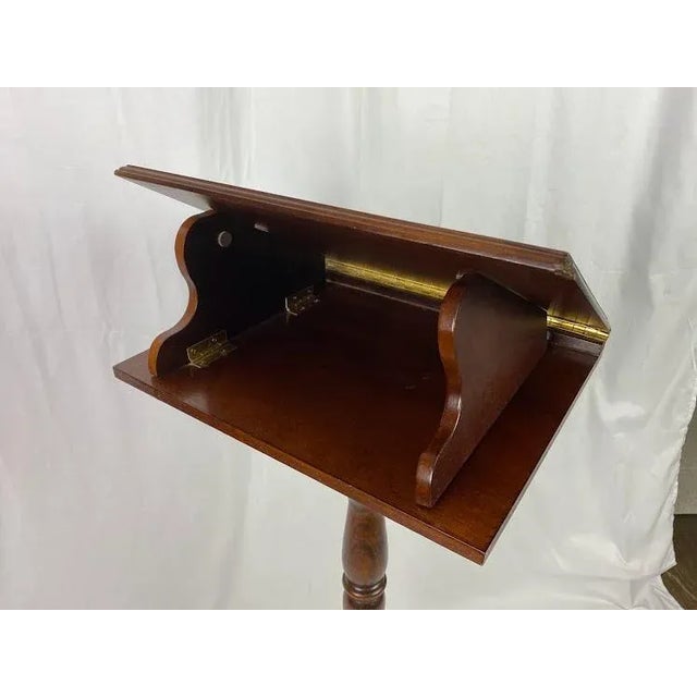 The Academic's Alibi: Vintage Folding Mahogany-Stained Scholar's Lectern For Sale In Phoenix - Image 6 of 9