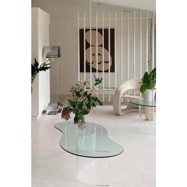 Plastic Biomorphic Lucite and Glass Side Table Regular Price For Sale - Image 7 of 8