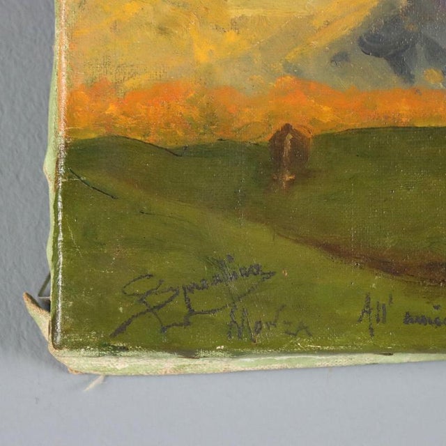 Eugenio Spreafico, Alpine View with Cows, Oil Painting on Canvas For Sale - Image 6 of 9
