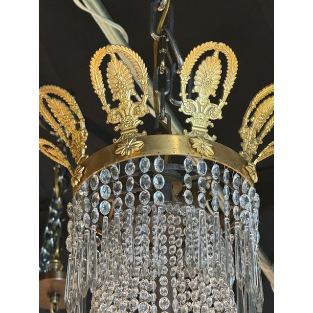 Fine 19th C. French Empire Bronze and Crystal Chandelier For Sale In Dallas - Image 6 of 9