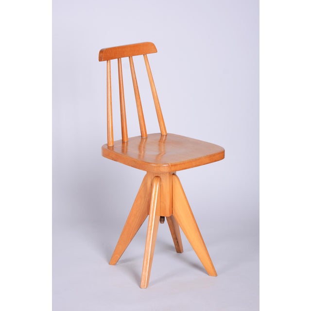 Mid-Century Czech Beech Swivel Chair, 1960s For Sale - Image 10 of 10