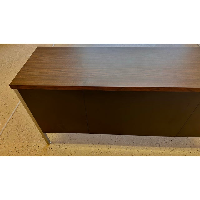 Metal Vintage MCM Black Metal and Chrome Credenza For Sale - Image 7 of 15
