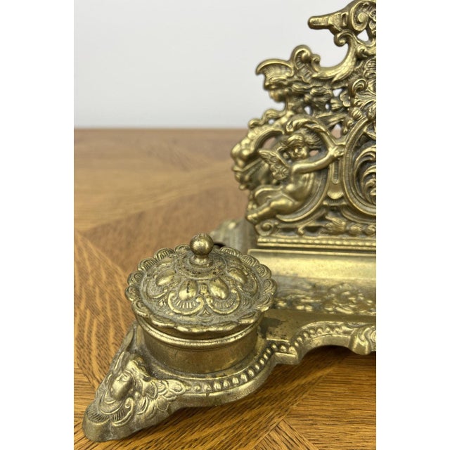 Vintage Inkwell Set in Brass For Sale - Image 5 of 13