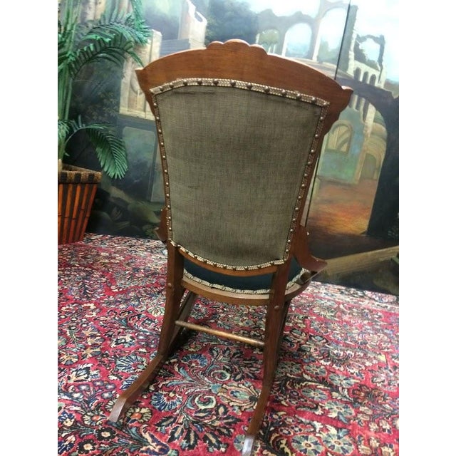 Black Antique Rocking Chair, Needlepoint Rocking Chair For Sale - Image 8 of 8