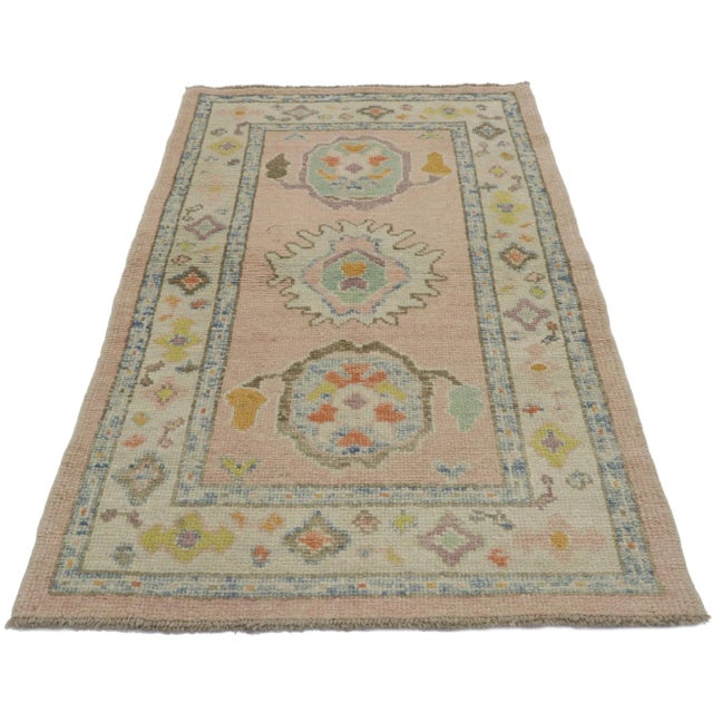 French Provincial Turkish Oushak Accent Rug - 03'01 X 05'01 For Sale - Image 3 of 9