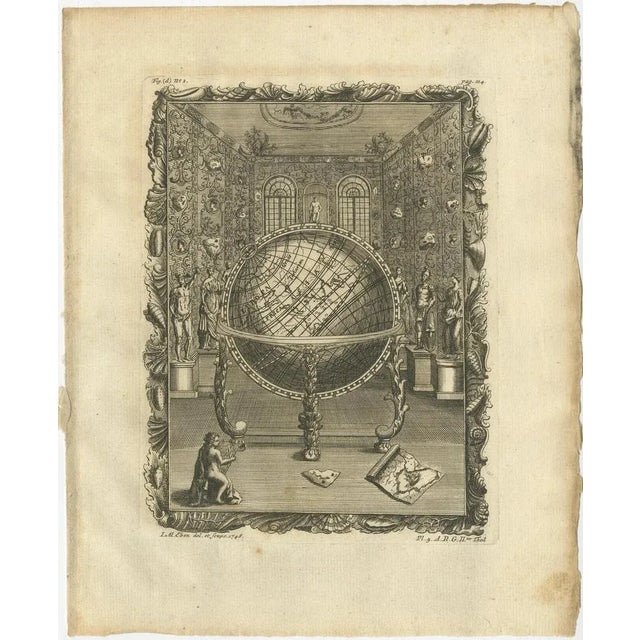 Set of three antique prints depicting various globes and hemispheres. These prints originate from 'New Collection of the...