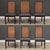 A set of six extremely well made modern solid mahogany dining chairs with beautiful cane backs. Original blue fabric in...