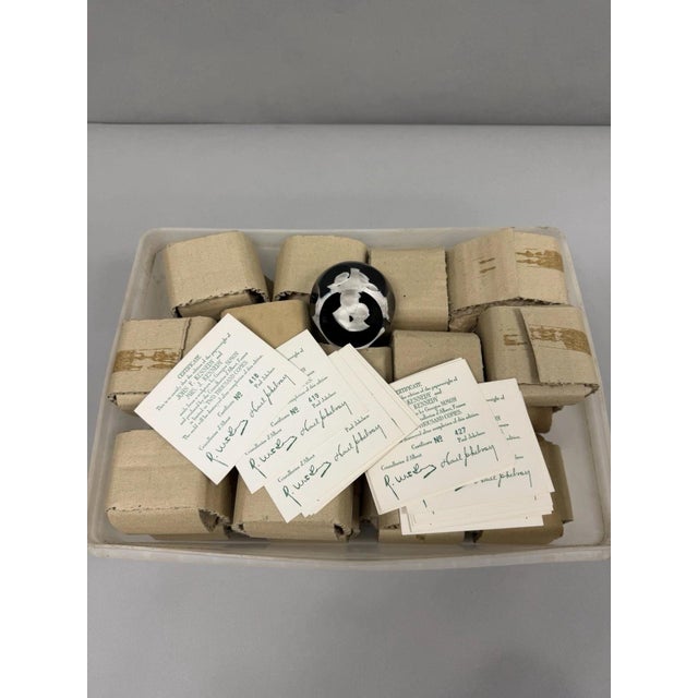 Green Late 20th Century Cristal d'Albret France JFK Jackie Kennedy Sulphide Paperweight Faceted Green For Sale - Image 8 of 9